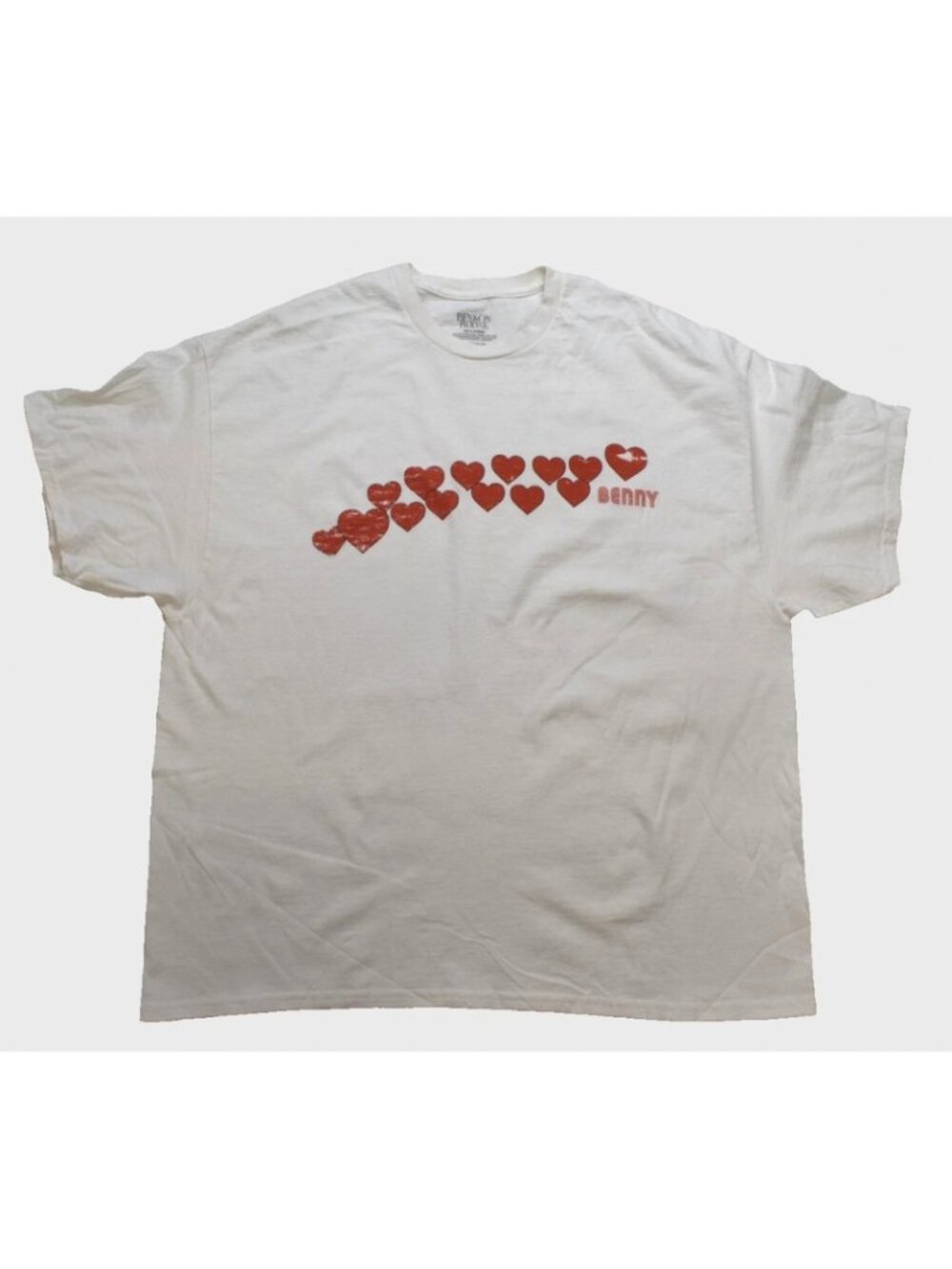 Benson Boone Womens Benny Hearts Distressed Graphic White Shirt New 2XL